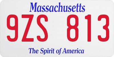 MA license plate 9ZS813