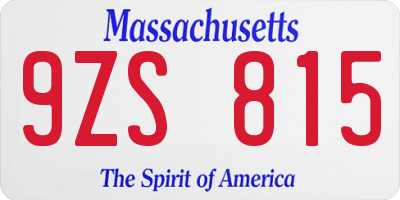 MA license plate 9ZS815