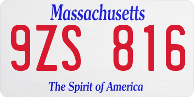 MA license plate 9ZS816