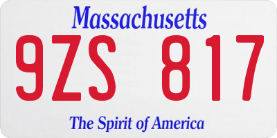 MA license plate 9ZS817