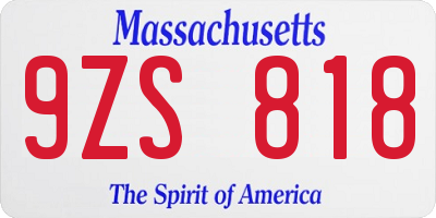 MA license plate 9ZS818