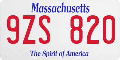 MA license plate 9ZS820