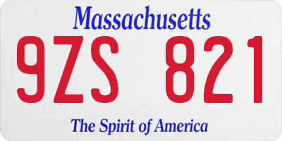 MA license plate 9ZS821