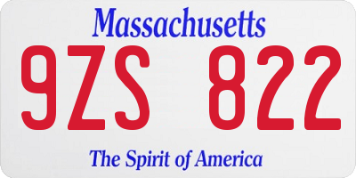 MA license plate 9ZS822