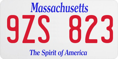 MA license plate 9ZS823