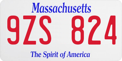 MA license plate 9ZS824