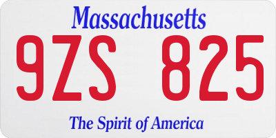 MA license plate 9ZS825
