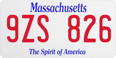 MA license plate 9ZS826