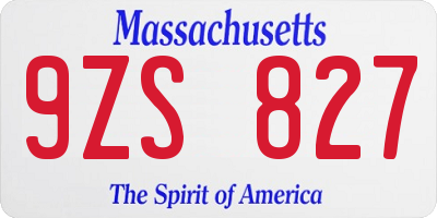 MA license plate 9ZS827