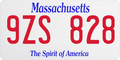 MA license plate 9ZS828