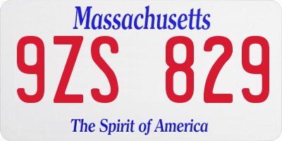 MA license plate 9ZS829