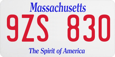 MA license plate 9ZS830