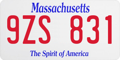 MA license plate 9ZS831