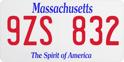 MA license plate 9ZS832