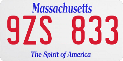 MA license plate 9ZS833