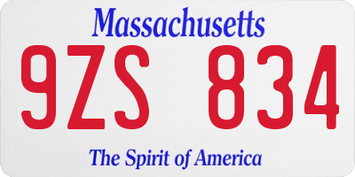 MA license plate 9ZS834