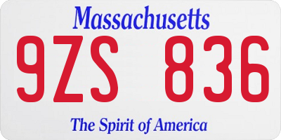 MA license plate 9ZS836