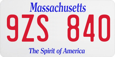 MA license plate 9ZS840