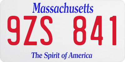 MA license plate 9ZS841