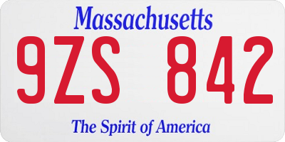 MA license plate 9ZS842