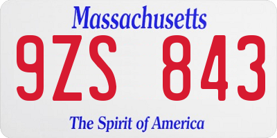 MA license plate 9ZS843