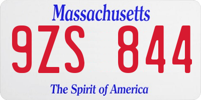MA license plate 9ZS844