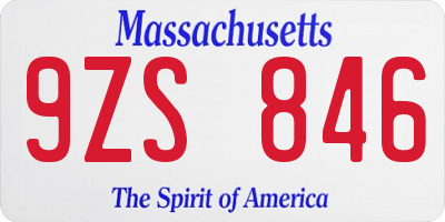 MA license plate 9ZS846