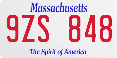 MA license plate 9ZS848