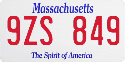 MA license plate 9ZS849