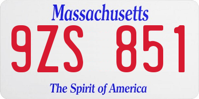 MA license plate 9ZS851