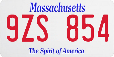 MA license plate 9ZS854