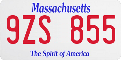 MA license plate 9ZS855