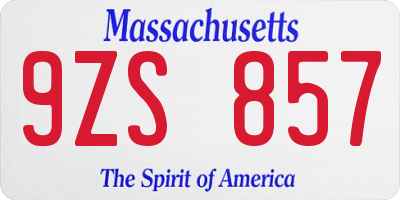 MA license plate 9ZS857