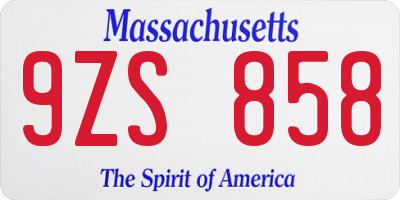 MA license plate 9ZS858