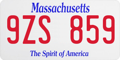 MA license plate 9ZS859