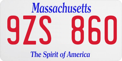 MA license plate 9ZS860