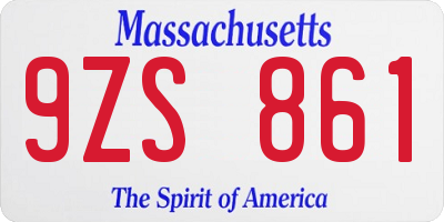 MA license plate 9ZS861