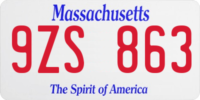 MA license plate 9ZS863