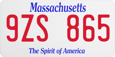 MA license plate 9ZS865