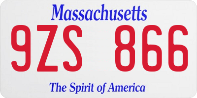 MA license plate 9ZS866