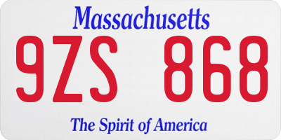 MA license plate 9ZS868