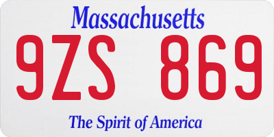 MA license plate 9ZS869