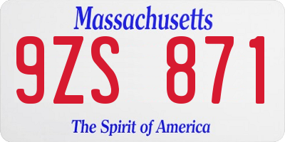 MA license plate 9ZS871