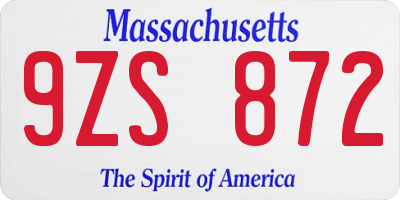 MA license plate 9ZS872