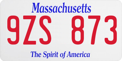 MA license plate 9ZS873