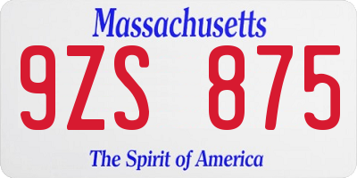 MA license plate 9ZS875