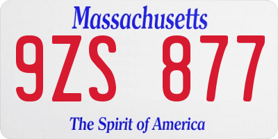 MA license plate 9ZS877