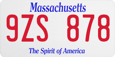 MA license plate 9ZS878