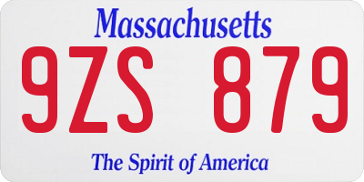 MA license plate 9ZS879