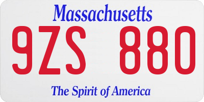MA license plate 9ZS880